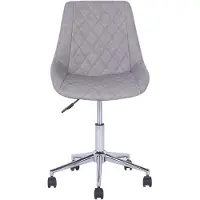 Beliani Siège de bureau pivotant gris avec revêtement en similicuir matelassé et base argentée, réglable en hauteur