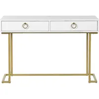 Beliani Console Blanche Et Dorée 2 Tiroirs Westport