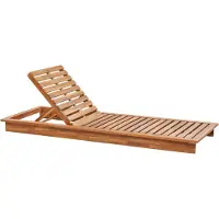 Beliani Chaise longue de jardin brun clair avec revêtement en bois d'acacia blanc crème Dossier réglable bas Design moderne Jardin Terrasse Outdoor