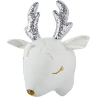Beliani Décoration murale Tête de doudou Chevreuil Blanc SUZY