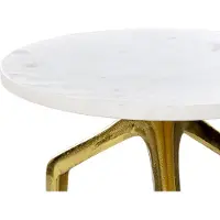 Beliani Table d'appoint plateau en marbre blanc 3 pieds en métal doré rond 31 x 31 cm moderne salon chambre à coucher