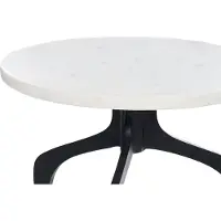 Beliani Table d'appoint Blanc Marbre et Aluminium Rond 36 cm avec pieds noirs Moderne Glamour Tripode Salon Equipement Meuble Porte-fleurs