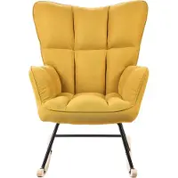 Beliani Fauteuil À Bascule Oulu Tissu Jaune