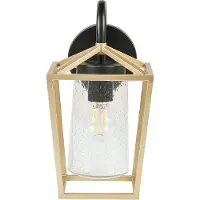 Beliani Applique murale extérieure Or / Noir Métal et verre 33 cm Moderne Rectangulaire Forme de lanterne Éclairage pour extérieur Terrasse Balcon Équipement