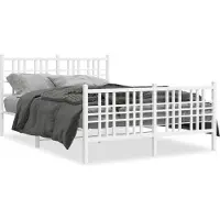 DKD Home Decor Cadre de lit avec tête et pied de lit en métal blanc 137x190 cm