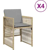 vidaXL Chaises de jardin avec coussins 4 pcs. Mélange de beige Poly Rattan