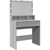 vidaXL Coiffeuse avec éclairage LED gris Sonoma 80x41x134,5 cm