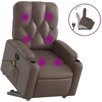 vidaXL Fauteuil de massage releveur 86 x 74 x 93 cm polyuréthane brun