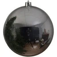 Kaemingk PALLINA DI NATALE 25CM ARGENTO LUCIDO ADDOBBI DECORO ALBERO