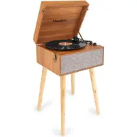 Audizio Tourne-disque sur pieds - Audizio Fremont - Tourne-disque rétro avec meuble - Avec Bluetooth - Aspect bois
