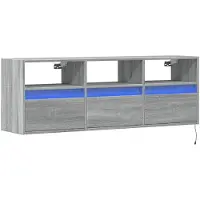 vidaXL Armoire TV murale avec éclairage LED Gris Sonoma 130x31x45 cm