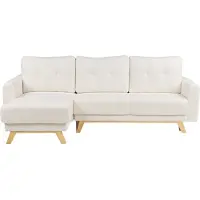 Beliani Canapé D'angle Côté Droit En Tissu Blanc Siro