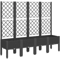 vidaXL Jardinière avec treillis noir 160x40x142 cm PP