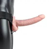 RealRock by Shots Gode à Sangle Creux Vibrante 23 Cm Brun