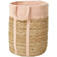 Vertbaudet Panier de rangement en jute bicolore osier/rose