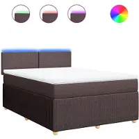 vidaXL Lit boxspring avec matelas brun foncé 140x190 cm Tissu