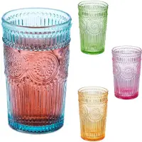 Relaxdays 4x verres vintage, Verres, Orange, Bleu, Vert, Multicolore, Rose, Pink