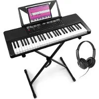Max Rhapsody54 keyboard piano met 54 toetsen - Complete set met standaard, koptelefoon (54 Boutons), Synthétiseur, Noir
