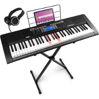 Max Rhapsody61L keyboard set met 61 lichtgevende toetsen - Compleet met standaard en (61 Boutons), Synthétiseur, Noir