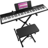 Max RhapsodyDP88 Digitale Piano met 88 toetsen - Complete set met standaard, bankje en (88 Boutons), Synthétiseur, Noir