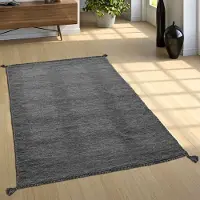 Paco Home Tapis de salon naturel avec franges, Kilim moderne tissé à la main, 100% coton Taille 160x220 cm