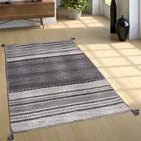 Paco Home Tapis de salon naturel avec franges, motif kilim tissé à la main, 100% coton Taille 120x170 cm