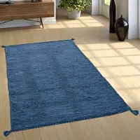 Paco Home Tapis de salon naturel avec franges, Kilim moderne tissé à la main, 100% coton Taille 160x220 cm