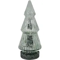 Clayre & Eef Décoration de Noël avec éclairage LED Sapin de Noël Ø 7x16 cm Verre argenté
