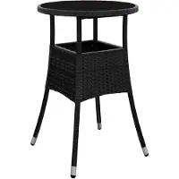 vidaXL Table de jardin Ã60x75 cm verre dur et poly rotin noir