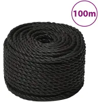 vidaXL Corde de travail Noir 16 mm 100 m polypropylène