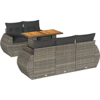 vidaXL Ensemble de salon de jardin 6 pièces avec coussins Gris Poly rotin
