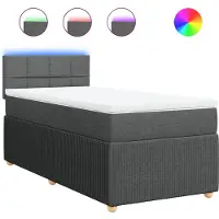 vidaXL Lit boxspring avec matelas gris foncé 100x200 cm Tissu