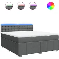 vidaXL Lit boxspring avec matelas gris foncé 180x200 cm Tissu