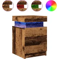 vidaXL Table de chevet et LED vieux bois 35x39x55 cm bois d'ingénierie