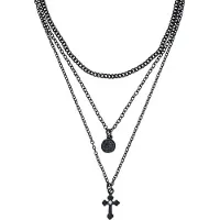 Gothicana by EMP Collier Gothic de - Croix Noire Mate - pour Femme - noir - Taille Standard