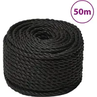 vidaXL Corde de travail Noir 14 mm 50 m polypropylène