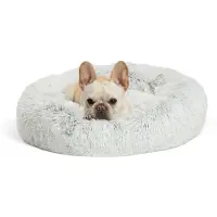 Outward Hound Best Friends By Sheri The Original Calming Donut - Coussin Pour Chat Chien - Fourrure Poils Longs Lavable En Machine - Givre - 58 X 58 Cm - S