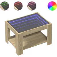 vidaXL Table basse LED Chêne Sonoma 73x53x45 cm Matériau dérivé du bois