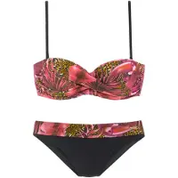 LASCANA Bikini vert / rose / rouge feu / noir