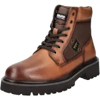 Blauer Bottines à lacets cognac