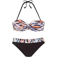 LASCANA Bikini bleu fumé / marron châtaigne / orange / noir