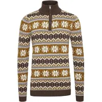 !Solid Pull-over 'Winoldo' marron / moutarde / blanc