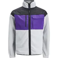 Jack & Jones Veste en polaire gris argenté / violet foncé / noir