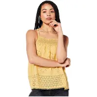 Superdry Vintage Woven Lace Sleeveless T-shirt Jaune M Femme