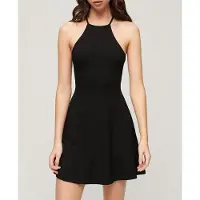 Superdry Femme Mini Robe Ajustée et évasée en Jersey Noir Taille: 44