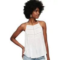 Superdry Vintage Lace Yoke Sleeveless T-shirt Blanc XS Femme