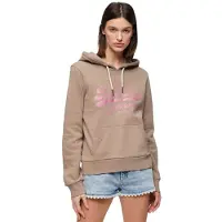 Superdry Metallic Vintage Logo Graphic Hoodie Beige 2XS Femme