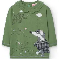 Boboli Knitwear Long Sleeve Dress Vert 12 Months Fille