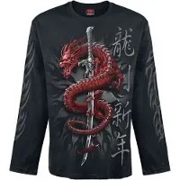 Spiral T-shirt manches longues de - Oriental Dragon - Haut Manches Longues - M - XXL - pour Homme - noir - Taille XL