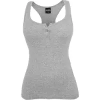 Urban Classics Top de - Ladies Débardeur Button - L - 5XL - pour Femme - gris - Taille 4XL